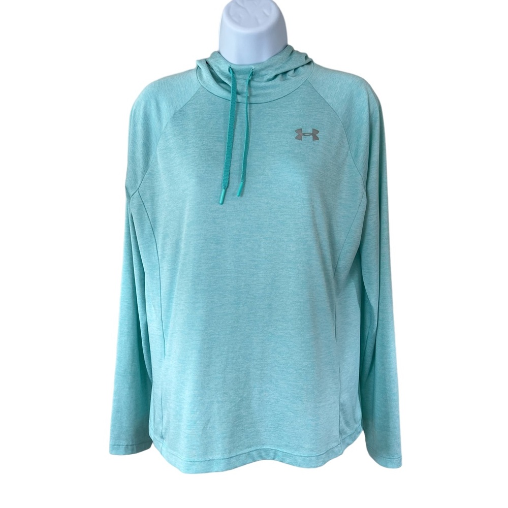 Under Armour Green Heather Loose Fit Heat Gear Hooded Active Pull Over Medium